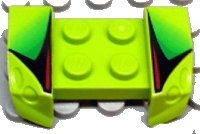 LEGO part Vehicle, Mudguard 2 x 4 with Headlights Overhang with Red/Black/Green Pattern on Both Sides 44674pb01