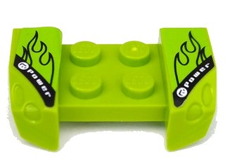 LEGO onderdeel Vehicle, Mudguard 2 x 4 with Headlights Overhang with 'Power' Flames Pattern on Both Sides (Stickers) - Set 8192 (44674pb05)