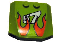 LEGO part Wedge 4 x 4 x 2/3 Triple Curved with Flames and '57' Pattern (Sticker) - Set 8165 45677pb064