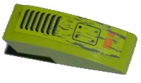 LEGO part Slope, Curved 3 x 1 with Grille, Bolted Plate and 'IOK4' Pattern (Sticker) - Set 8959 50950pb034