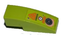 LEGO part Slope, Curved 3 x 1 with 'WARNING GASOLONE', Gauge and Rusted Filler Cap Pattern (Sticker) - Set 8959 50950pb035