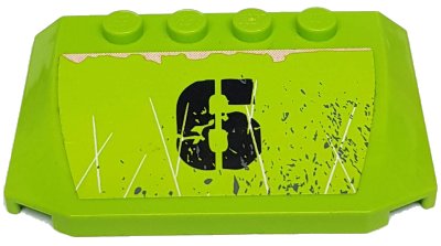 LEGO onderdeel Wedge 4 x 6 x 2/3 Triple Curved with Black '6', Scratches and Rust Pattern (Sticker) - Set 8961 (52031pb033)