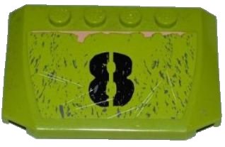 LEGO onderdeel Wedge 4 x 6 x 2/3 Triple Curved with Black '8', Scratches and Rust Pattern (Sticker) - Set 8963 (52031pb037)