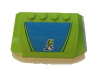 LEGO part Wedge 4 x 6 x 2/3 Triple Curved with Lime Lightning Bolt on Dark Azure Background Pattern (Sticker) - Set 41339 52031pb124