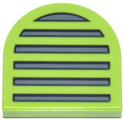 LEGO onderdeel Tile, Round 2 x 2 Half Circle Extended with Car Grille with 6 Black and Dark Bluish Gray Lines Pattern (5520pb015)