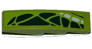 LEGO onderdeel Slope, Curved 4 x 1 with Dark Green and White Scales Pattern Model Right (Sticker) - Set 9445 (61678pb047R)