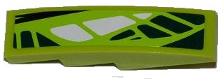 LEGO onderdeel Slope, Curved 4 x 1 with 9 Green Scales and 3 White Scales Pattern Model Right (Sticker) - Set 9447 (61678pb054R)