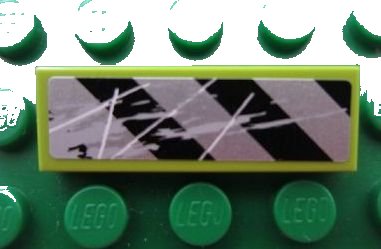 LEGO onderdeel Tile 1 x 3 with Danger Stripes and Scratches Pattern 1 (Sticker) - Set 8189 (63864pb007)