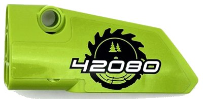 LEGO onderdeel Technic, Panel Fairing # 3 Small Smooth Long, Side A with Black Circular Saw Blade and White '42080' Pattern (Sticker) – Set 42080 (64683pb083)