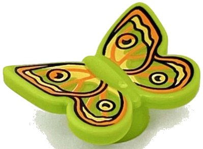 LEGO part Butterfly with Stud Holder with Yellow, Orange, and Black Wings Pattern (80674pb06)