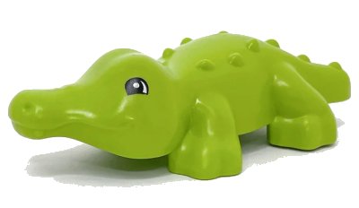 LEGO onderdeel Duplo Alligator / Crocodile Baby Hatchling with Black Eyes Pattern (84189pb01)