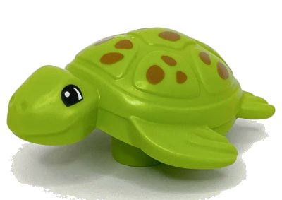 LEGO onderdeel Duplo Turtle with Black Eyes and Dark Orange Spots Pattern (84190pb01)