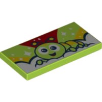 LEGO part Tile 2 x 4 with Caterpillar, Lime, Red and Yellow Sky and White Stars Pattern 87079pb0584