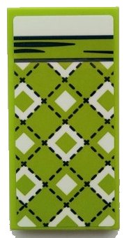 LEGO onderdeel Tile 2 x 4 with Blanket with Black Stitching, White and Lime Diamonds, Bedsheet Pattern (Sticker) - Set 41395 87079pb1015