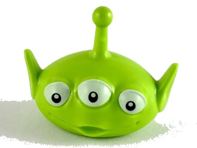 LEGO onderdeel Minifigure, Head, Modified Alien with Antenna with Three White Eyes with Glints in Pupils Pattern (87769pb04)