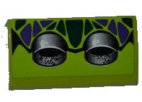LEGO onderdeel Slope, Curved 2 x 4 x 2/3 with Bottom Tubes with Dark Green and Dark Purple Scales and 2 Exhaust Pipes Pattern (Sticker) - Set 9445 88930pb016