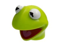 LEGO part Minifigure, Head, Modified Muppet Kermit, White Eyes, Red Mouth Pattern 89515pb01