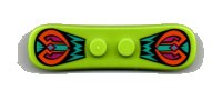 LEGO part Minifigure, Utensil Snowboard Small with Black, Dark Turquoise, Orange and Magenta Decoration Pattern (BAM) 93218pb03