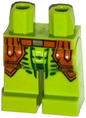 LEGO onderdeel Hips and Legs with Dark Green Scales and Medium Nougat Belt and Leg Armor Pattern (970c00pb0523)