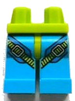 LEGO onderdeel Hips and Dark Azure Legs with Blue and Lime Parachute Harness Straps and Silver Buckles Pattern (970c153pb03)