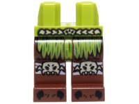 LEGO part Hips and Reddish Brown Legs with Lime Loincloth, Spider Knee Pads and Black Claws Pattern 970c88pb15