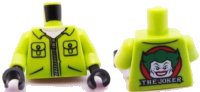 LEGO onderdeel Torso Batman Jacket with Pockets and Zipper, Joker Head on Red Circle and 'THE JOKER' on Back Pattern / Lime Arms / Black Hands 973pb1005c01