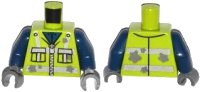 LEGO onderdeel Torso Zipper Jacket with 2 Pockets, Reflective Stripes and Star Shaped Stains Pattern / Dark Blue Arms / Dark Bluish Gray Hands 973pb1603c01
