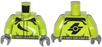 LEGO part Torso Racing Suit with Dark Bluish Gray Belt and Black and White Swirls Pattern / Lime Arms / Dark Bluish Gray Hands 973pb1613c01
