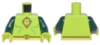 LEGO part Torso Muscles Outline with Yellow Kite Diamond Shape Logo and Belt Pattern / Dark Green Arms / Lime Hands 973pb2588c01