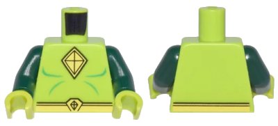 LEGO onderdeel Torso Muscles Outline with Yellow Kite Diamond Shape Logo and Belt Pattern / Dark Green Arms / Lime Hands (973pb2588c01)