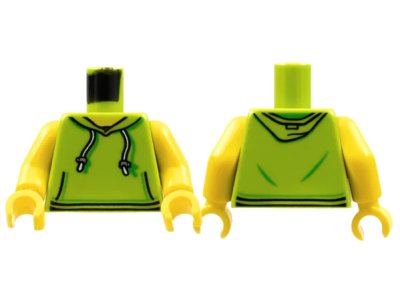 LEGO onderdeel Torso Hoodie with White Drawstrings, Silver Adjusters and Kangaroo Pockets Pattern / Yellow Arms / Yellow Hands (973pb2735c01)