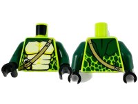 LEGO onderdeel Torso Ninjago Snake with Dark Tan Shoulder Belt and Green and Tan Scales Pattern / Dark Green Arms / Black Hands (Spitta) 973pb3425c01