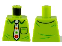 LEGO part Torso Shirt with Collar and Pocket, White Tie with Orange, Red and Green Spots Pattern 973pb3729