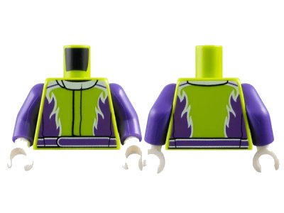 LEGO onderdeel Torso Jacket with Dark Purple Flames and Belt Pattern / Dark Purple Arms / White Hands (973pb3756c01)