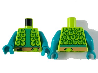 LEGO onderdeel Torso Leaf Vest, Dark Turquoise Chest, Nougat Belt Pattern / Dark Turquoise Arms / Dark Turquoise Hands (973pb3799c01)