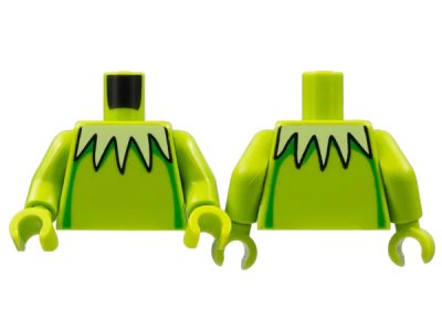 LEGO onderdeel Torso Yellowish Green Collar with 5 Sharp Scallops, Green Stripes Down Sides Pattern / Lime Arms / Lime Hands (973pb4699c01)