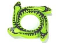 LEGO part Ring 4 x 4 with 2 x 2 Hole and 4 Snake Head Ends and Black and Dark Green Scales Snake Pattern (Ninjago Spinner Crown) 98342pb01
