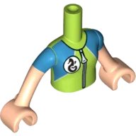 LEGO part Torso Mini Doll Girl Lime and Dark Azure Wetsuit with Seahorse Logo Pattern, Light Nougat Arms with Hands with Dark Azure Sleeves FTGpb227c01