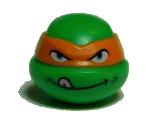 LEGO onderdeel Minifigure, Head, Modified Ninja Turtle with Orange Mask and Tongue Out Pattern (Michelangelo) (12607pb01)