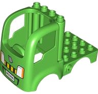 LEGO onderdeel Duplo Car Body Truck 4 x 4 Flatbed with 4 Top Studs with Grille, Headlights, and 'MIX456' Pattern (15454pb08)