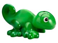 LEGO part Chameleon, Friends / Elves with Black, Reddish Brown and White Eyes and Marbled Green Pattern (Pascal) 15678pb01