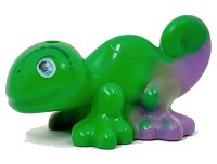 LEGO part Chameleon, Friends / Elves with Black, Medium Azure and White Eyes and Marbled Medium Lavender Pattern 15678pb02