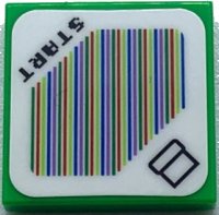 LEGO part Tile 2 x 2 with Super Mario Scanner Code Pipe and 'START', Triangle Corner Pattern (Sticker) - Sets 71360 / 71439 3068pb1380