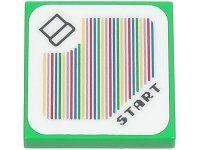 LEGO part Tile 2 x 2 with Super Mario Scanner Code Pipe and 'START', Round Corner Pattern (Sticker) - Sets 71403 / 71441 3068pb2093