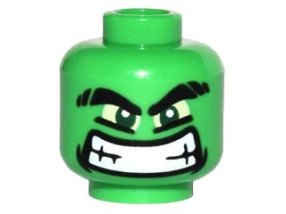 LEGO onderdeel Minifigure, Head Alien with Black Thick Eyebrows, Yellow Eyes and Wide Grin with Teeth Pattern (3626pb1538)