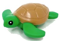 LEGO onderdeel Sea Turtle Baby with Black Eyes and Medium Nougat Shell Pattern 67040pb01