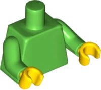 LEGO part Torso Plain / Bright Green Arms / Yellow Hands 973c090
