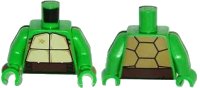 LEGO part Torso Tan and Dark Tan Turtle Shell, Dark Brown Belt Pattern / Bright Green Arms / Bright Green Hands 973pb1363c01