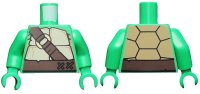 LEGO onderdeel Torso Tan and Dark Tan Turtle Shell, Dark Brown Belt and Strap with Gold Ring Pattern / Bright Green Arms / Bright Green Hands 973pb1369c01
