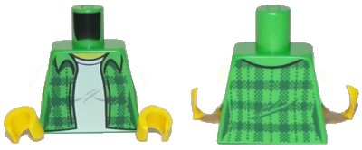 LEGO onderdeel Torso Plaid Flannel Shirt Female over White T-Shirt Pattern / White Arms / Yellow Hands (973pb2914c01)